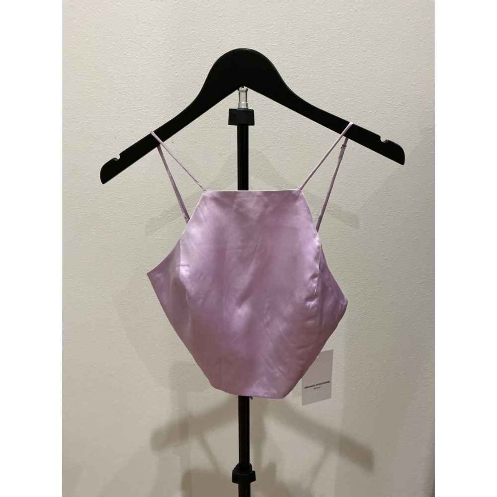 Amanda Uprichard Kira Top Lavender 100% Silk Tie Back Halter Cami NWT Size S